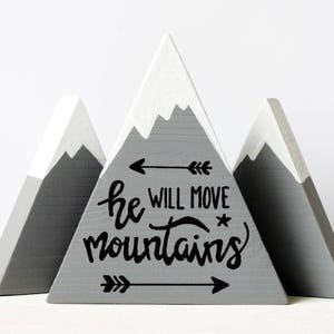 Wooden mountains, Baby boy gift, He will move mountains, First baby boy, Baby shower gift, The mountains are calling, He believed, Boy mom image 5