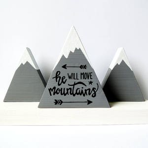 Wooden mountains, Baby boy gift, He will move mountains, First baby boy, Baby shower gift, The mountains are calling, He believed, Boy mom image 6