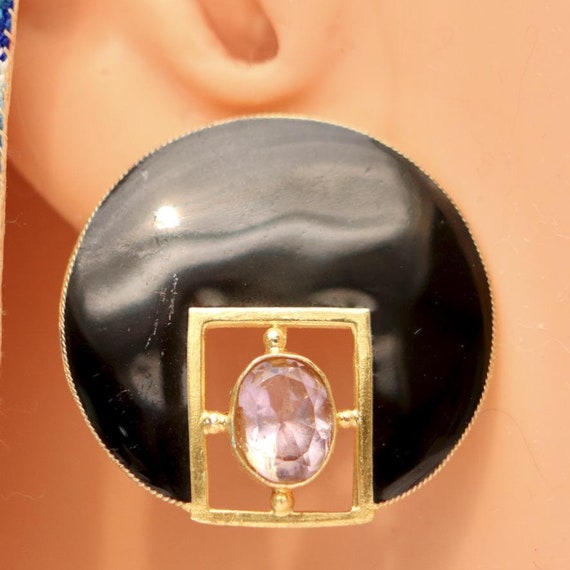 Vintage Shashi Black Window Deco Earrings - image 1