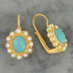 Miss Merryweather Turquoise and Pearl Earrings