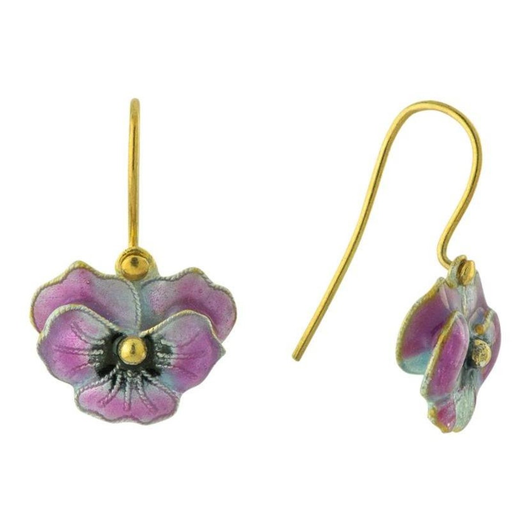 Vintage Shashi Pink Pansy Enamel Gold-vermeil Earrings - Etsy