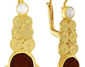Malabar Garnet and Pearl Earrings