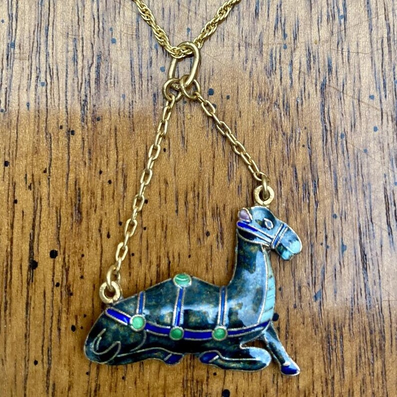 Vintage Shashi Midnight Blue Camel Necklace