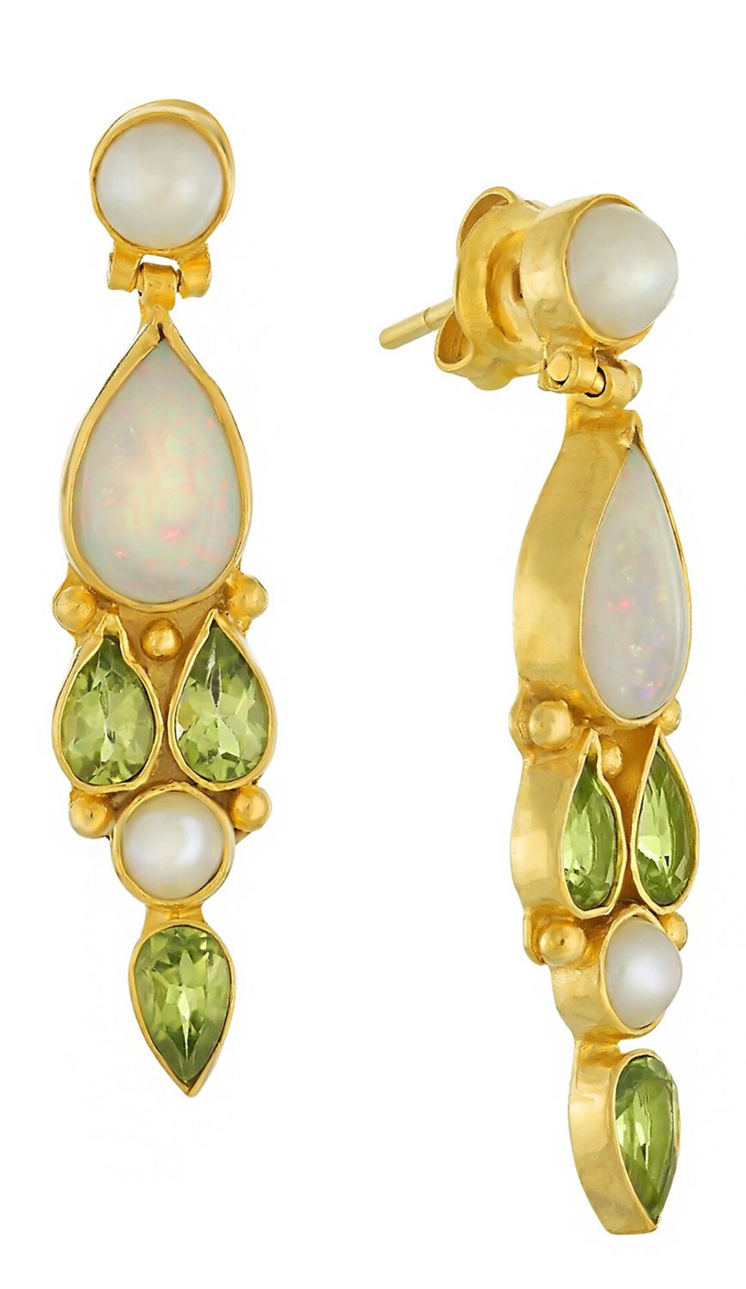 Jenny Lind Opal, Peridot and Cultured Pearl Earrings - Etsy