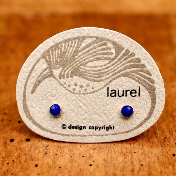 Vintage Laurel Burch Cobalt Enamel Gold-Vermeil Studs