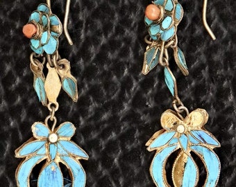 Antique Qing Dynasty Tian-Tsui Flowerpot Earrings
