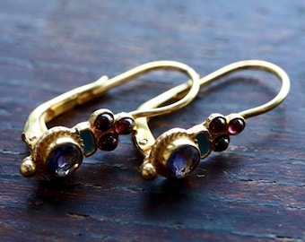 Iris Iolite and Garnet Earrings