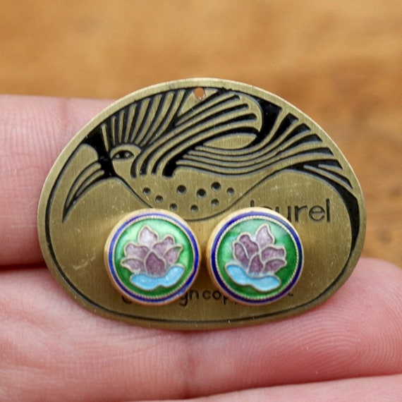 Vintage Laurel Burch Lotus Studs