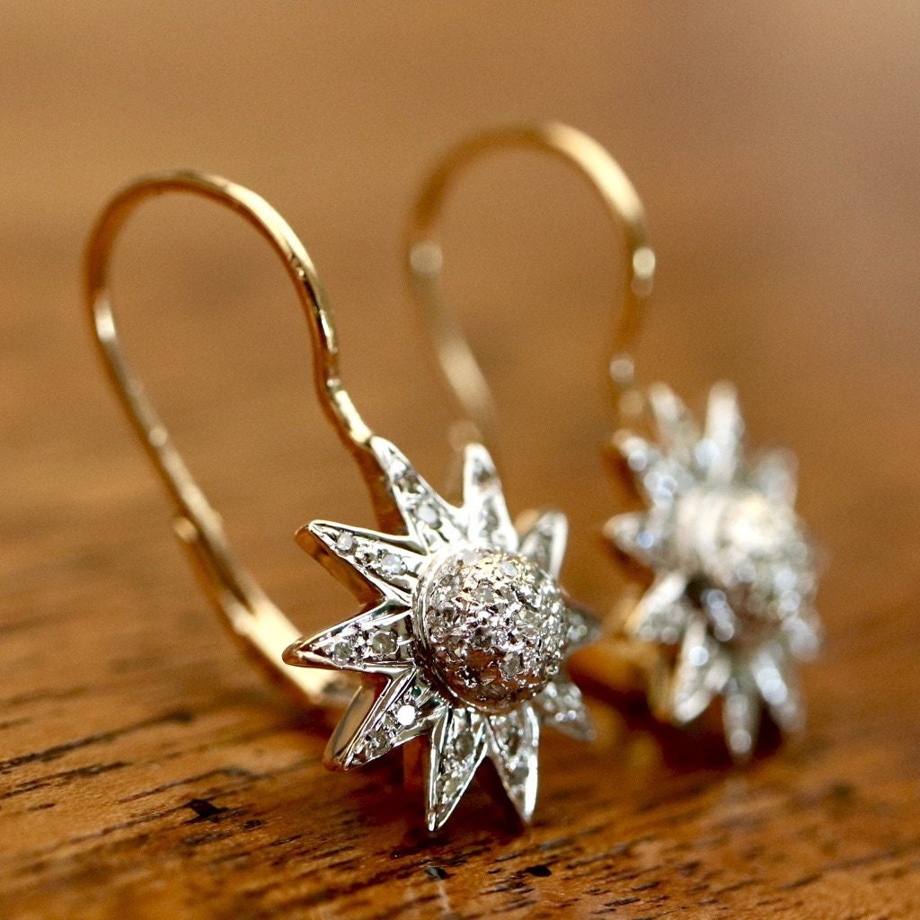 L'etoile D'amour 14k Gold and Diamond Earrings - Etsy
