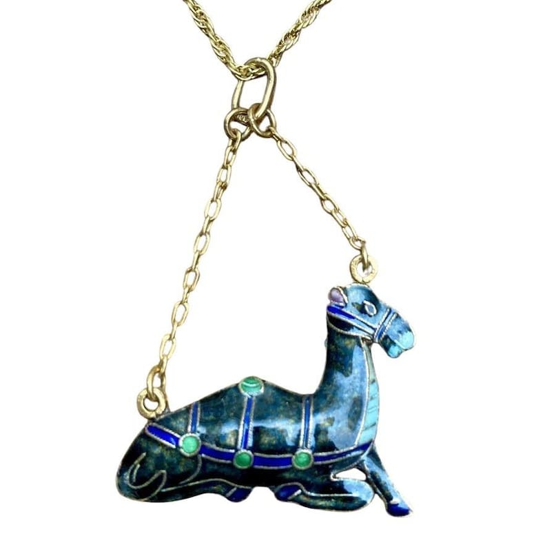 Vintage Shashi Midnight Blue Camel Necklace