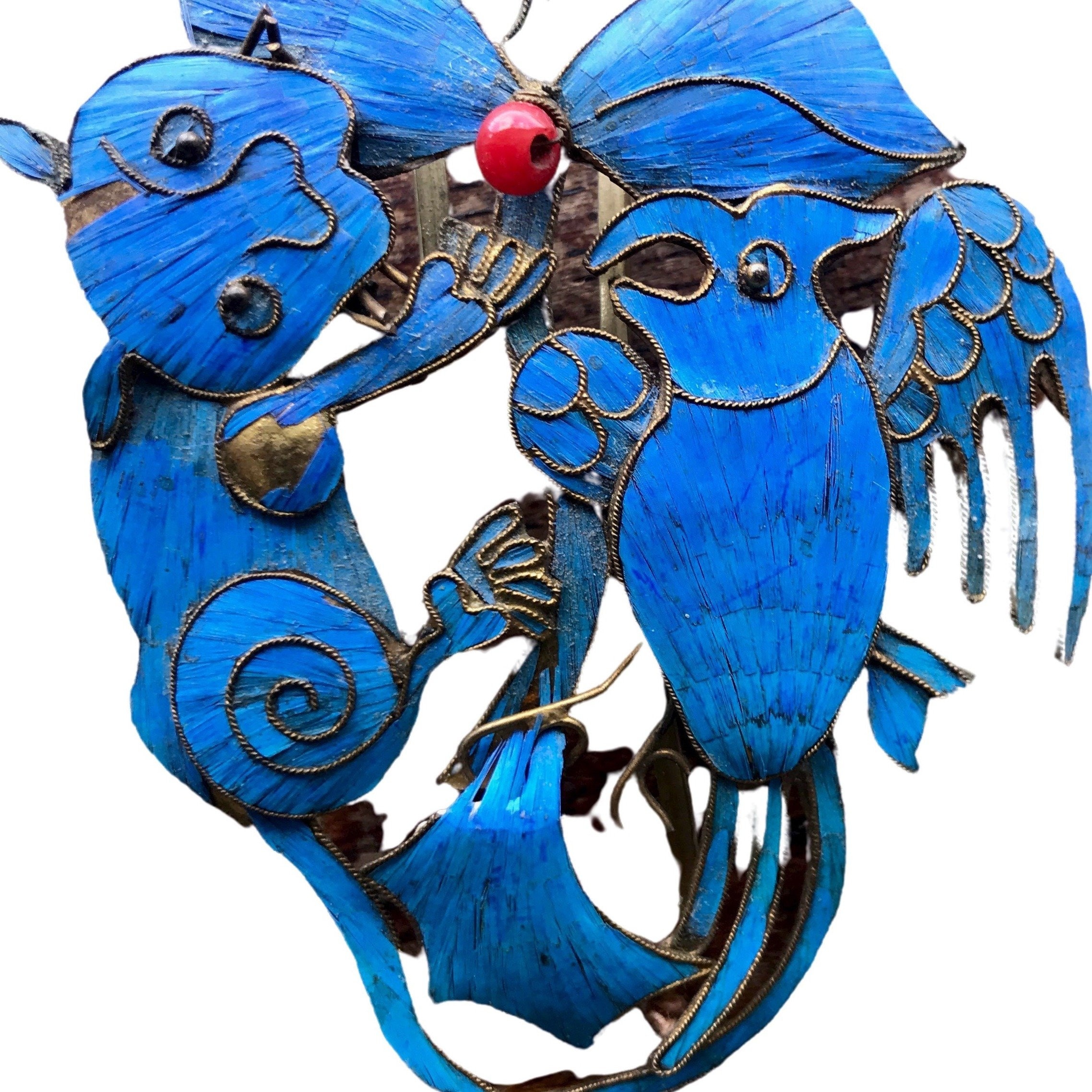 中国　清朝　カワセミ　羽根　ヘアピン　かんざし　アンティーク 中国 清朝 カワセミ 羽根 ヘアピン かんざし アンティーク