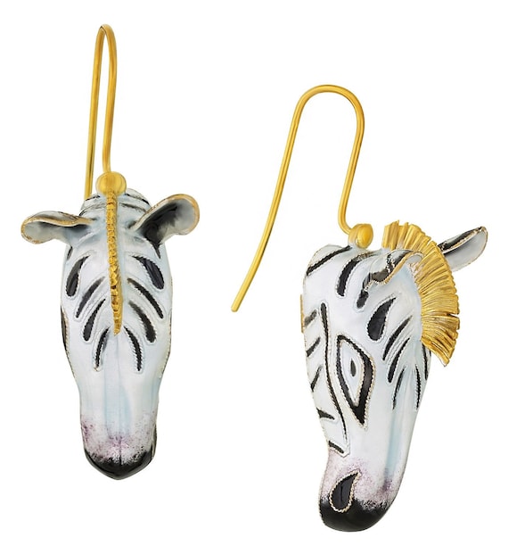 Vintage Laurel Inc Zebra Gold-Vermeil Earrings