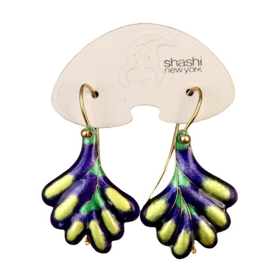 Vintage Shashi Purple Frond Earrings - image 1