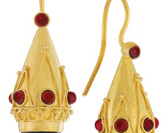 Crown Of Pompeii Onyx and Garnet Earrings