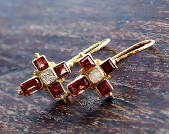 St. Albans Cross Garnet Earrings