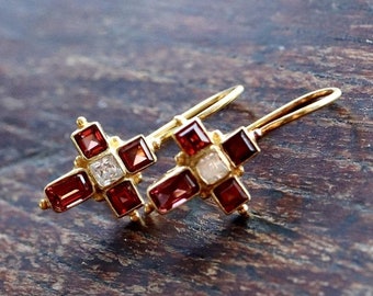 St. Albans Cross Garnet Earrings