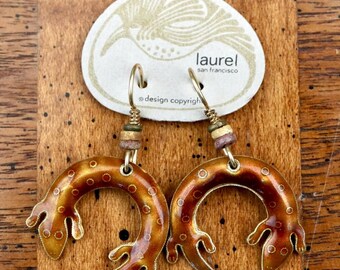 Vintage Laurel Burch Salamander Gold Vermeil Ohrringe