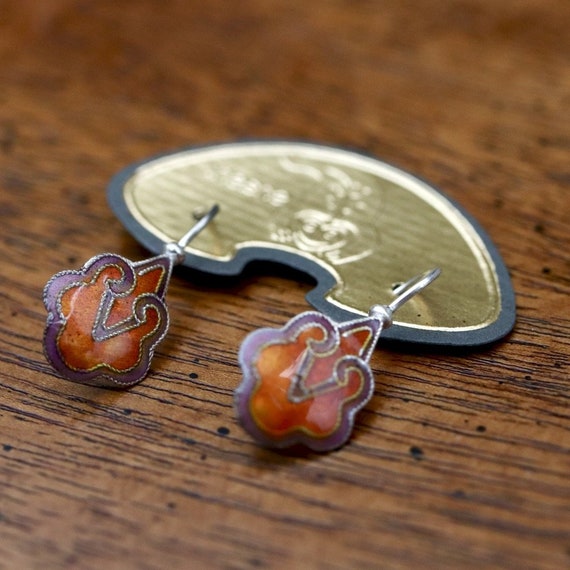 Vintage Shashi Orange Flower Drop Earrings - image 1