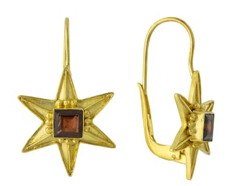 Garnet Star Earrings