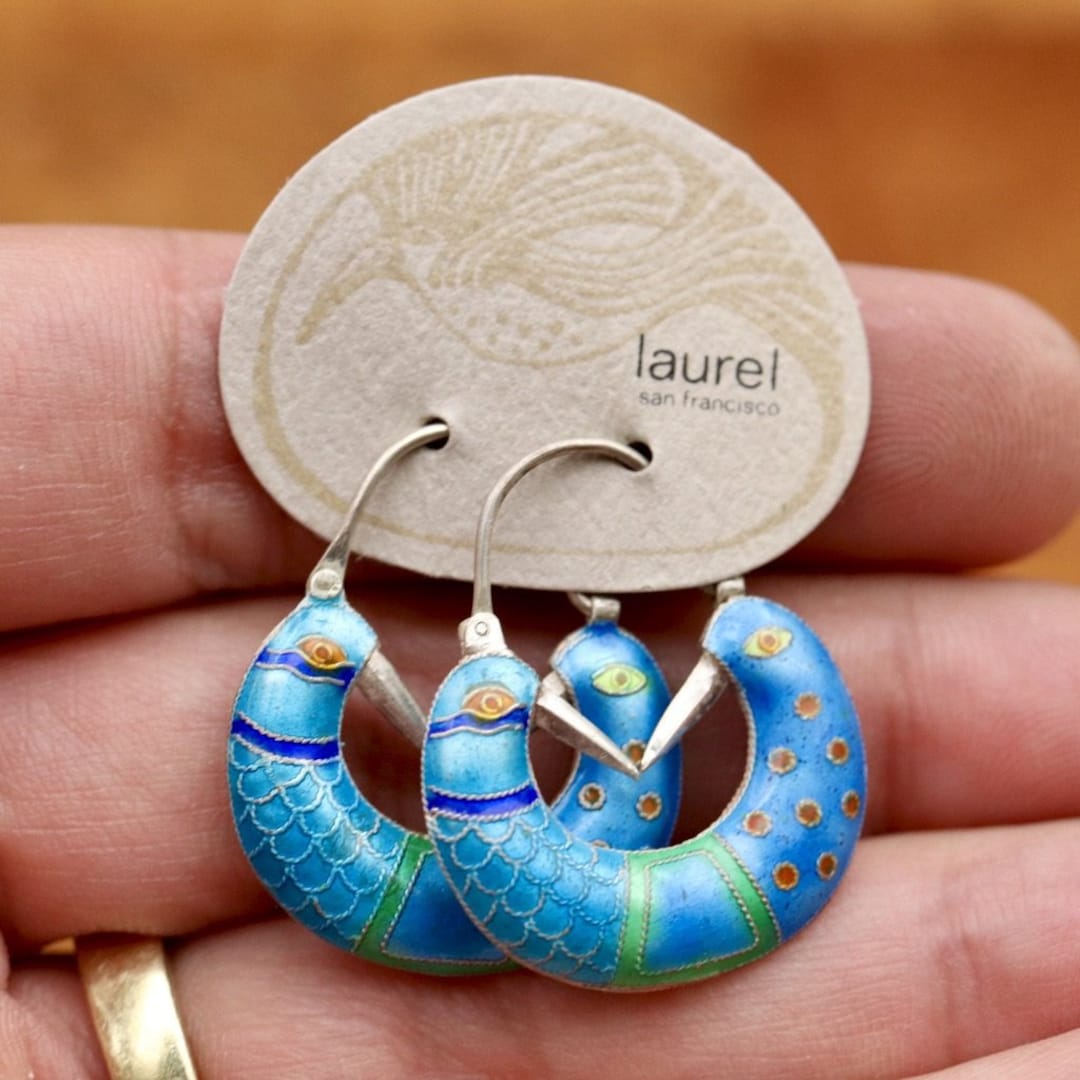 Vintage Laurel Burch Stylized Bird Silver Earrings Etsy UK