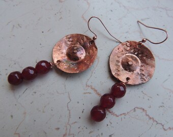 copper and garnet earrings