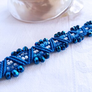 Blue macramé bracelet, bracelet for women, sea bracelet, beaded bracelet, macramé jewelry, Italian jewelry, Christmas gift, gift image 2