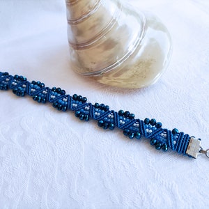 Blue macramé bracelet, bracelet for women, sea bracelet, beaded bracelet, macramé jewelry, Italian jewelry, Christmas gift, gift image 9