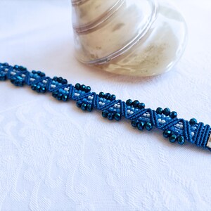 Blue macramé bracelet, bracelet for women, sea bracelet, beaded bracelet, macramé jewelry, Italian jewelry, Christmas gift, gift image 3