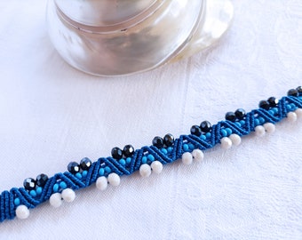 Blue and white macramé bracelet, women's bracelet, Christmas gift bracelet, macramé jewelry, Italian jewelry, braided bracelet