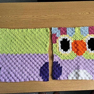 Digitaal patroon, gehaakte blauwe hond, gehaakte kussenslopen, kussensloop patroon, karakter kussenslopen, kinderkamer decor, blauwe hond thema