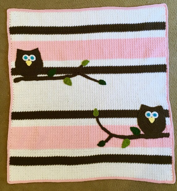 pink owl baby blanket