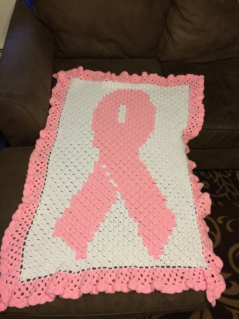 Cancer awareness ribbon blanket awareness afghan breast Etsy
