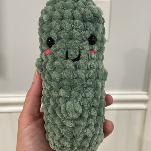 Crochet Stuffed Pickle, Kawaii Plush Pickle, Stuffed Animals, Plushie Foods, Food Toys, Gifts for kids, Children’s Stuffie, Gag Gifts