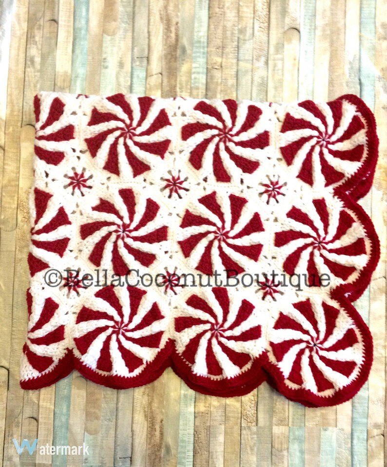 Peppermint Swirl Afghan Holiday Blanket Peppermint Candy Etsy