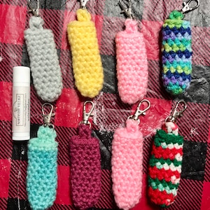 Crochet Lip Balm Holder, Crocheted Chapstick Keychain