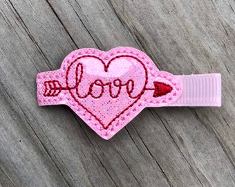 Love Heart Hair Clip, Felt Hair Clips, Embroidered Hair Clips, Valentine’s Day  Toddler Hair Clips, Valentine’s Day Hair Clip, Heart Hair
