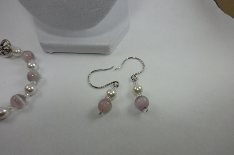 Pink Glass Pearls/ Pink Fiber Optic Glass Bead Single Strand Necklace