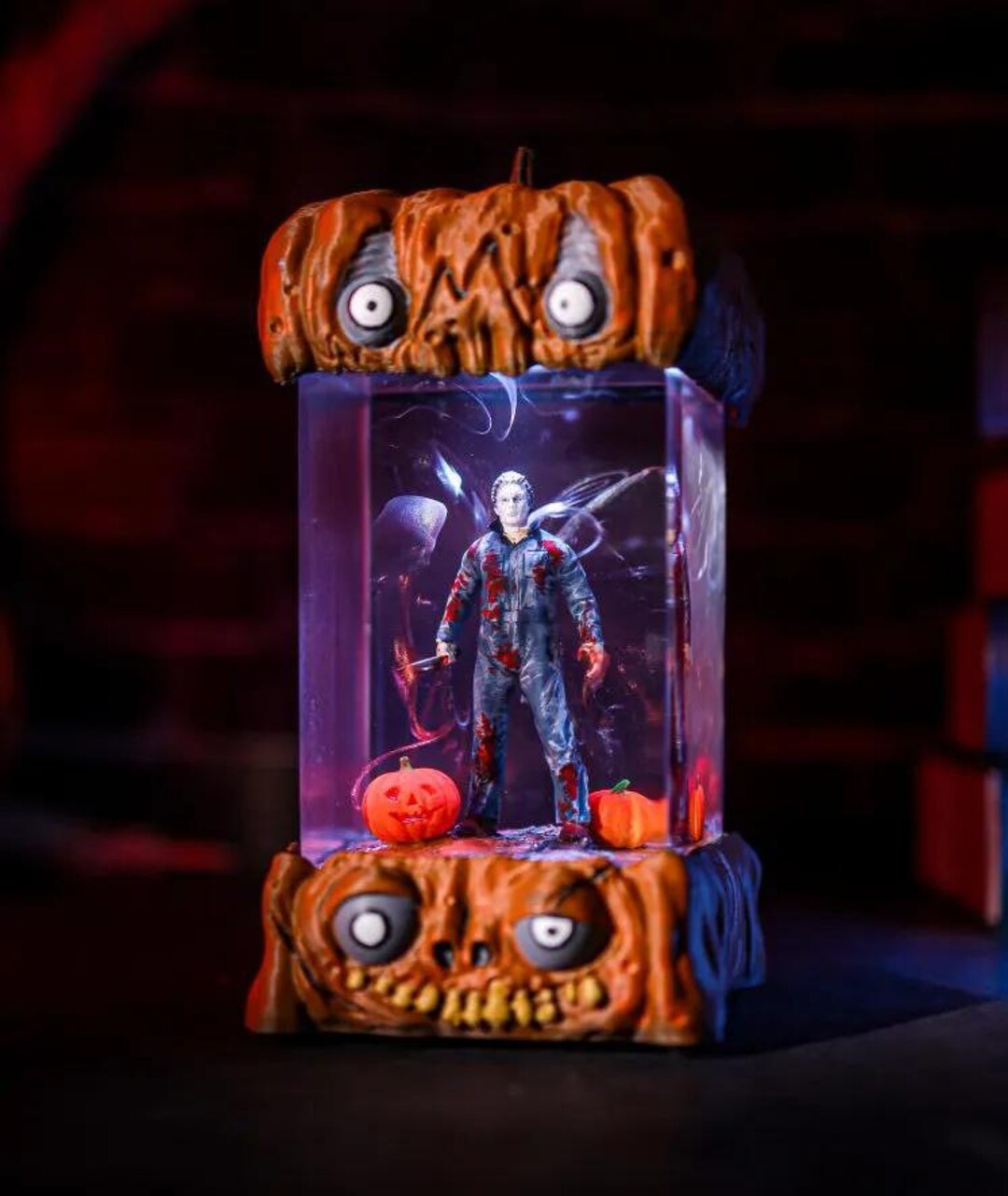Jason Voorhees Friday the 13th Halloween Pumpkin Resin Lamp, Handmade