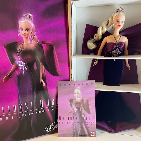 1996 Collectors Edition Amethyst Aura Barbie (#15522) - The Jewel Essence Collection by Bob Mackie NRFB