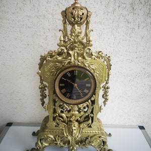 Antique   BRONZE  French  pendulum  clock - early  19th  century,mechanical- 10 day movement,Great Condition,