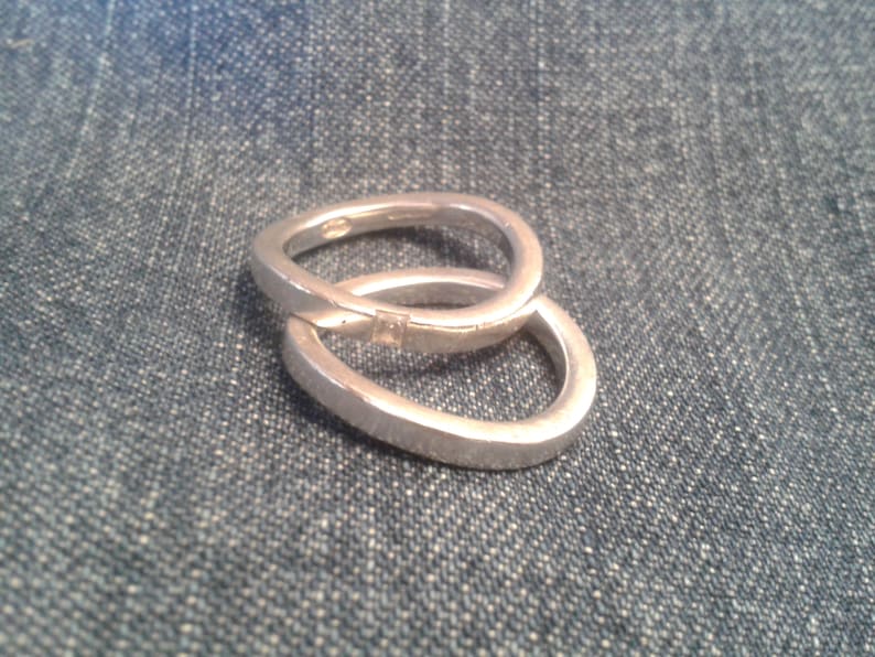 Two Sterling Silver Wavy Stacking Rings by Fossil