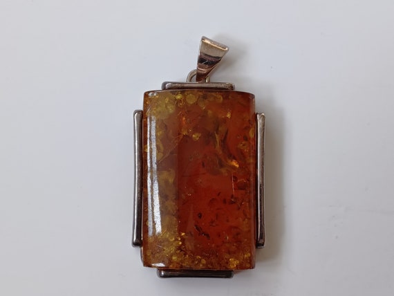 Fabulous Rectangular Amber Pendant - image 1