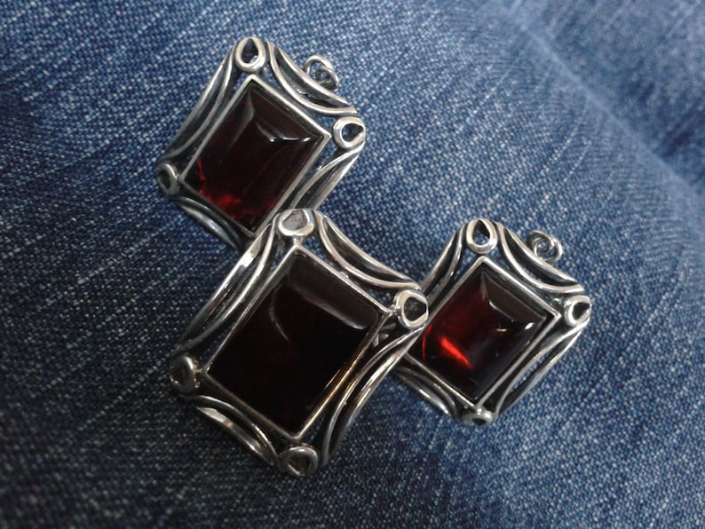 Rich Cherry Amber Ring and Earrings