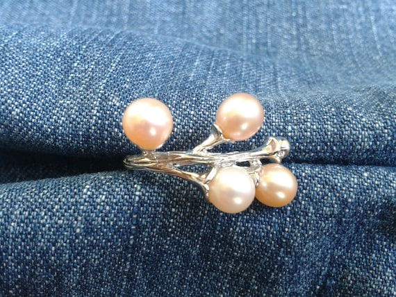 Delicate Pink Pearl and Sterling Silver Ring