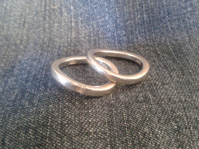 Two Sterling Silver Wavy Stacking Rings by Fossil