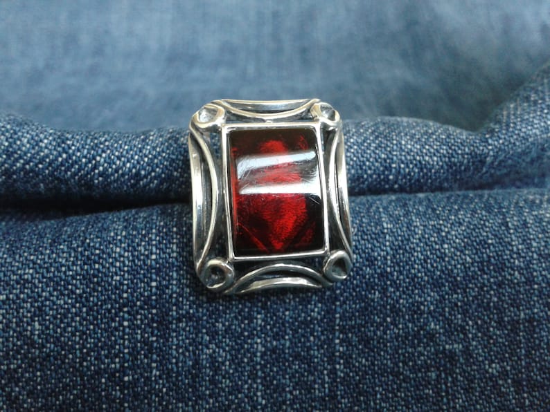 Rich Cherry Amber Ring and Earrings