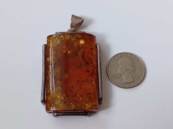 Fabulous Rectangular Amber Pendant - image 2