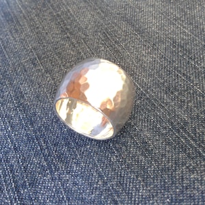 Beautiful Sterling Silver Hammered Wide Ring