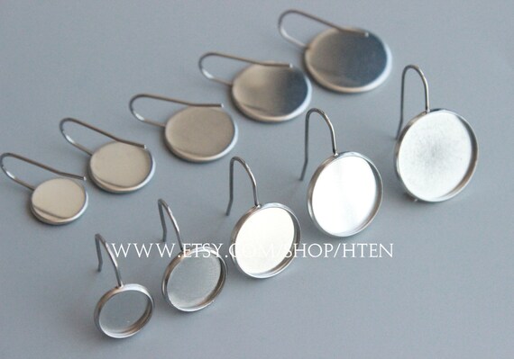 20pcs Stainless Steel Ear Stud Cup Earring Posts Cabochon Settings 8mm//10mm//12mm