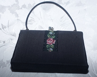 Black Fabric Vintage Handbag